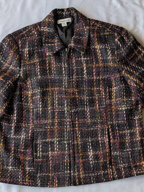 Coldwater Creek Vivid Boucle Jacket XL (18) - Gray Multi - Zipper - Never Worn